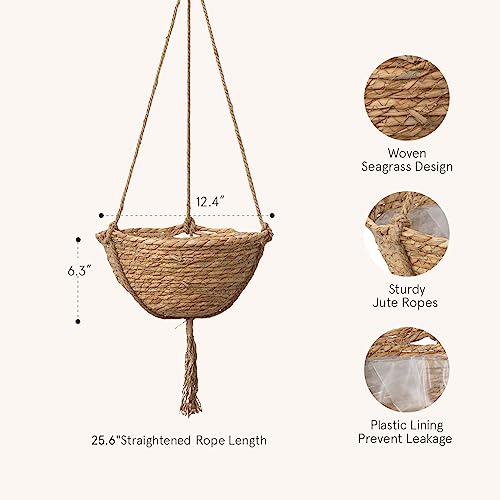 La Jolie Muse Natural Seagrass Hanging Planter Basket Set thumb #5