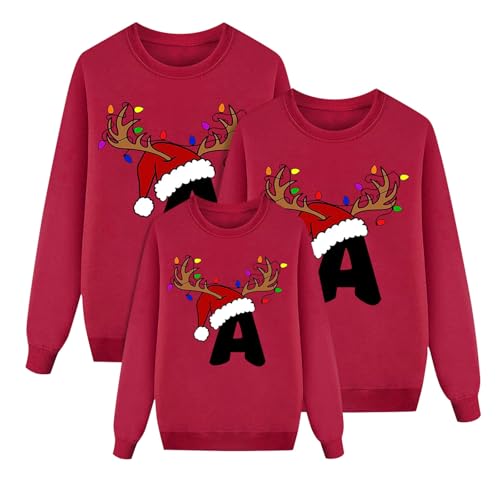 Genérico Sudaderas Navidad Familia Jersey Punto para Hombre Mujer Y Niños Jersey Navideñas Familiares Jerseys de Navidad para Parejas para el Invierno Sudadera Navideña Rojo Familiar Mujer