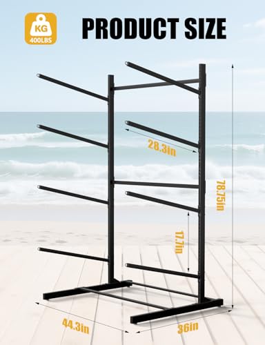 sogiv Freestanding Kayak Storage Rack, Metal Kayak Racks, Heavy Duty Kayak Holder, Freestanding Kayak Stand, Canoe Rack for Garage & Outdoor Storage, for Kayaks, Canoes, Surfboard & Paddleboard - image 2