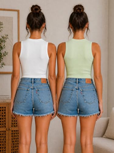 Image of Toochki Tops for Women Crop Top for Women's Tank Activewear Tee Casual Sports Cotton High Neck Camisole Pack of Two (2)