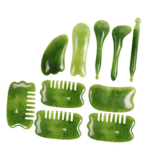HEALLILY Masajeador Facial Gua Sha Herramientas Placa de Raspado Suave Cmoda Resina Facial Guasha Masaje Tablas Tablas de Raspado Gua Sha Peines para Brazos Faciales Cuello 1 Juego