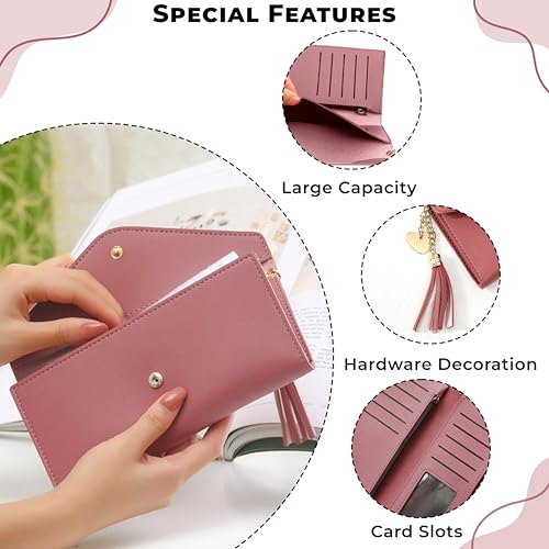 Image of Kraptick Women's Wallet -Stylish and Compact Purse Clutch Wallet for Women, Stylish Card Coin Holder, Debit Card Holder, Money Organizer and Travel Wallet for Women with 13 Slots (Dark Pink)