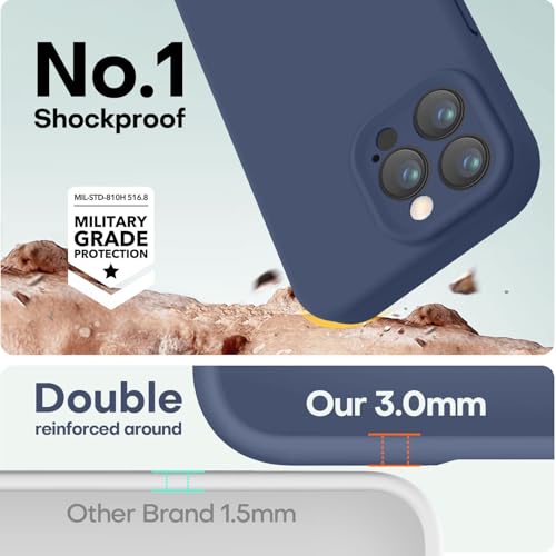Image of LOVE 3000 Designed for iPhone 16 Pro Case, Premium Silicone with [Soft Anti-Scratch Microfiber Lining] Shockproof Protective Phone Case for Men Women Girls 6.3 inch, Navy Blue