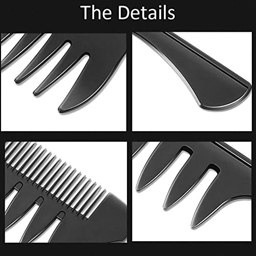 Foto von Professional Styling Kamm Set,Breiter Zahnkamm Kit,4pc Haar Kamm Styling Männer,Hitzebeständiger Antistatischer Carbon Kamm,Öl Kopf Kamm Kunststoff Hair Comb,Stielkamm Haarkamm für Haarstyling Salon