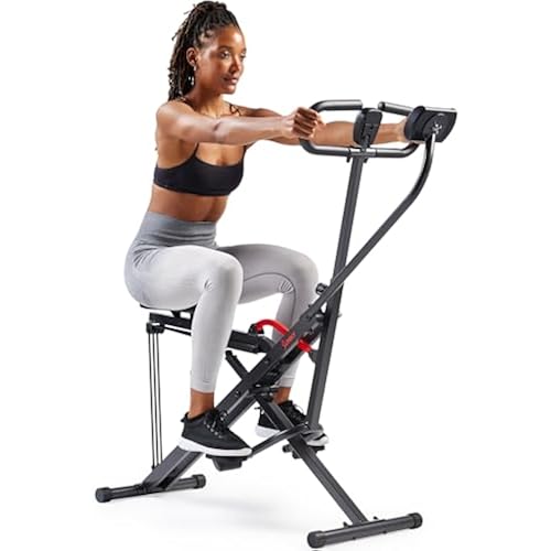Sunny Health & Fitness Smart Upright Row-N-Ride Trainer w/Adjustable Resistance & 330LB Weight Capacity, Foldable Home Exercise Equipment for Arm, Glute & Leg Training, Free SunnyFit App Connection
