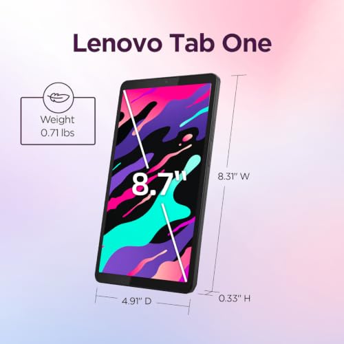 Image of Lenovo 8.7 inch HD Android Tablet, 8-Core Processor, 4GB RAM, 320GB Storage(eMMC+SD), All-Day Battery Life, Dual Dolby Atmos Speakers, Sleek Lightweight Design, Included Protective Folio Case - Grey