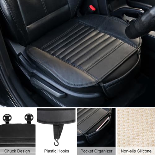 Funda asiento delantero coche antideslizante PU negro transpirable 7