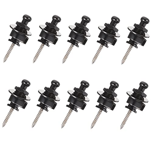 ERINGOGO 10pcs Guitar Strap Locks Black Anti-falling Bass Guitar Tail Pin Easy to Use and Bass
