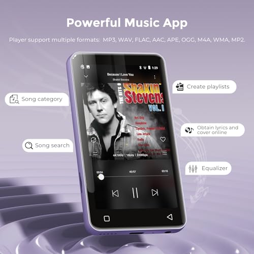 Image of innioasis G1 Kids MP3 Player with Bluetooth, WiFi, 16GB Android MP4 Player, 4-Inch Full Touch Screen, Supports Spotify, Pandora, Tidal, Deezer, Amazon Music (Purple)