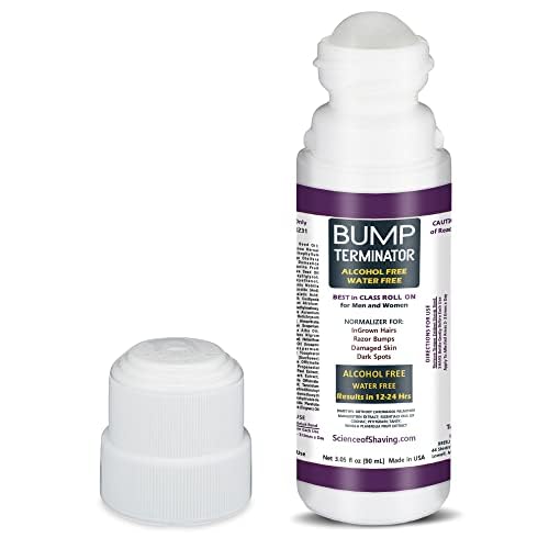 BUMP Terminator Alcohol FREE Anti Razor Bumps, Ingrown Hair, Skin Treatment for Face, Neck, Bikini area, Legs-After Shave & Back Of Head Bumps, Unisex (Roll 3.05 oz Standard Strength)