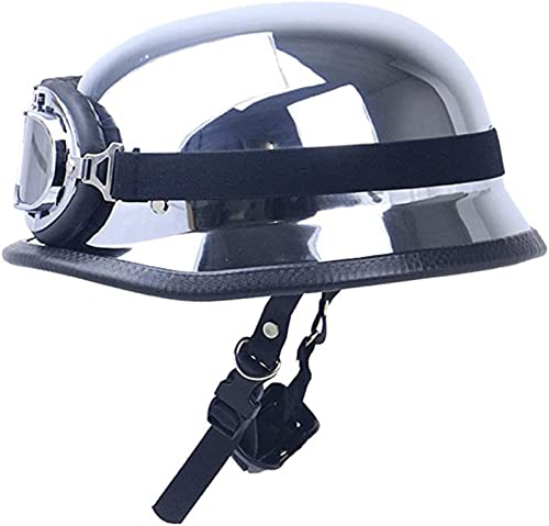Casco de motocicleta open face vintage espejo cromado chopper y cascos de moto scooter retro