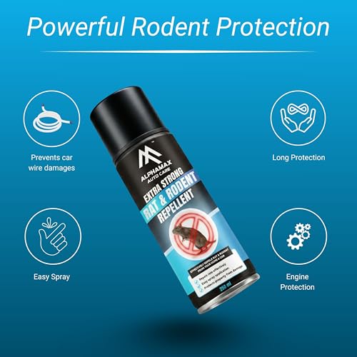 Image of ALPHAMAX Rat Repellent Car Spray (250 ml) | Easy to Apply |Powerful & Long Lasting Protection for Car, Bike Wires & Engine Part