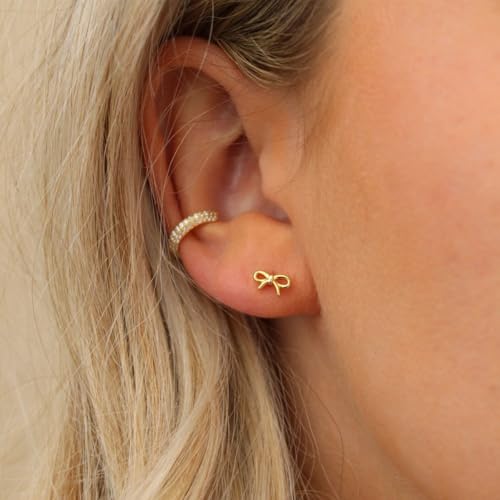 Gold Bow Stud Earrings – 18K Gold Plated Mini Bow Earrings for Women, Dainty Coquette Style, Hypoallergenic Jewelry for Everyday Wear by Malibu Sunday2