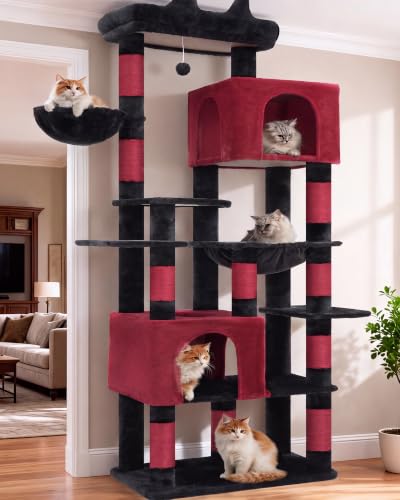 Image of Heybly Cat Tree, 76-Inch Tall Heavy Duty Cat Tower for Big Cats HCT039BR