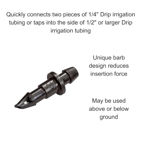 Rain Bird BC25-30PS Drip Irrigation Universal 1/4" Barbed Coupling Fitting, 1/4" Drip Tubing, 30-Pack