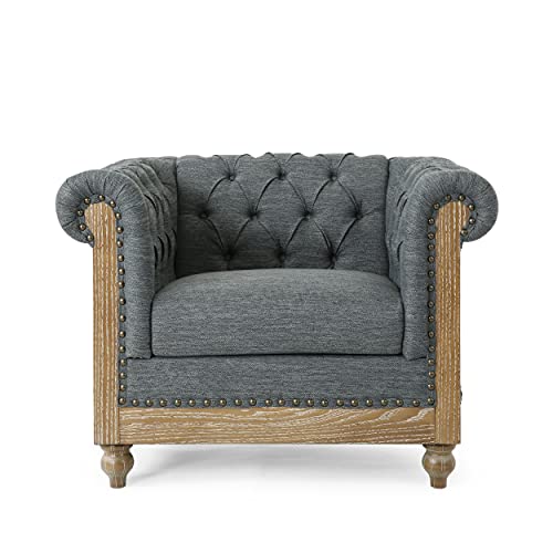 Sillón Chesterfield Tufted Gris Oscuro Marrón
