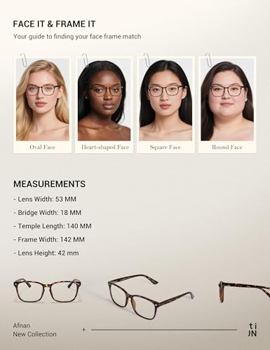 TIJN Blue Light Blocking Glasses for Women Men Clear Frame Square Nerd Eyeglasses Anti Blue Ray Computer Screen Glasses