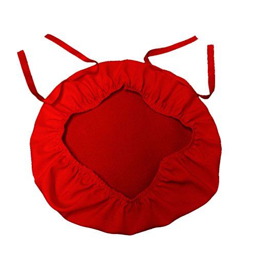 LA Linen Pack-4 Polyester Poplin Chiavary Chair Cushion Cover, Red, 38.1 x 38.1 x 0.04 cm