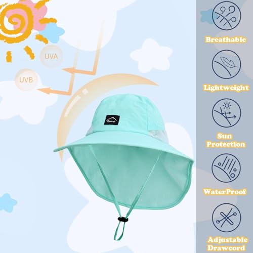 Image of ZOORON Kids Sun Hat with Neck Flap UPF 50+ Beach Hats for Baby Boys Girls