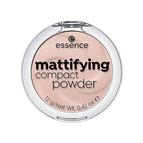 Esence Mattifying Compact Powder, polvo nº 10 beige claro, nude, para pieles mixtas, para pieles secas, para piel con impurezas, mate, vegano, sin nanopartículas (12 g)