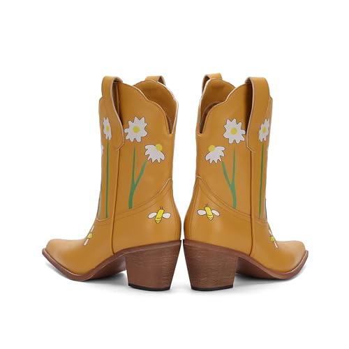 Women's Western Cowgirl Mid-Calf Boots Modern Fashion Western Booties4