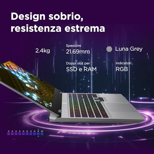 LOQ 15" Notebook Gaming, NVIDIA GeForce RTX 5050 8GB GDDR7, Intel Core i5-13450HX, RAM 16GB, 1TB SSD, Schermo 15.6" FHD (1920x1080) 144Hz, Windows 11 Home, Tastiera Retroilluminata - Luna Grey - Notebook - Immagine 7