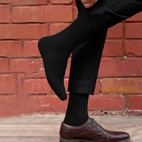 Image of FOOTPRINTS Men Modern Premium Bamboo Supersoft Strechable Odour Control Formal Socks - Pack Of 4 Pairs - Black- Freesize(7-11)