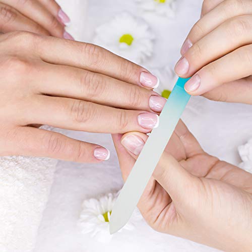 3 Pack Glass Nail File, Eaone Crystal Nail Files, Double-Sided Etched Fingernail Glass Nail Files For Natural Nails Professional Nail Care Tool Stocking Stuffers For Women Nail Foot Tool With Case #TOP4