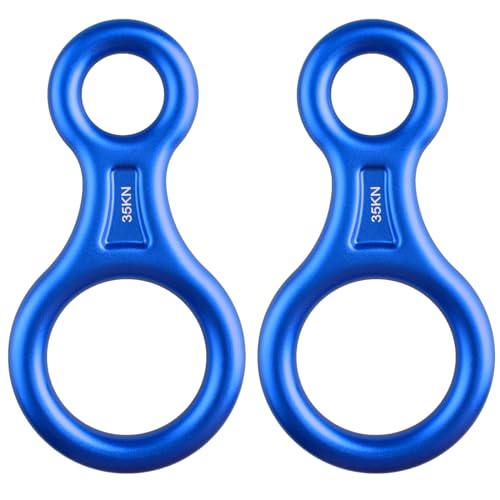 TRIWONDER 35kN エイト環 スリング 登山 ロッククライミング 懸垂下降減速器 空中作業 レスキューエイト (ブルー - 2個)（Amazon）