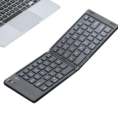 Foldable Wireless Keyboard - Ultra-Slim Rechargeable Folding Keyboard | Low-Noise Pocket-Sized Keypad for, Tablet, Smartphone & 