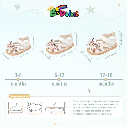 Image of Babelvit Infant Baby Girl Boy Sandals Comfort Premium Summer Outdoor Casual Beach Shoes with Flower Bowknot Anti Slip Rubber Sole Newborn Toddler Prewalker First Walking Shoes