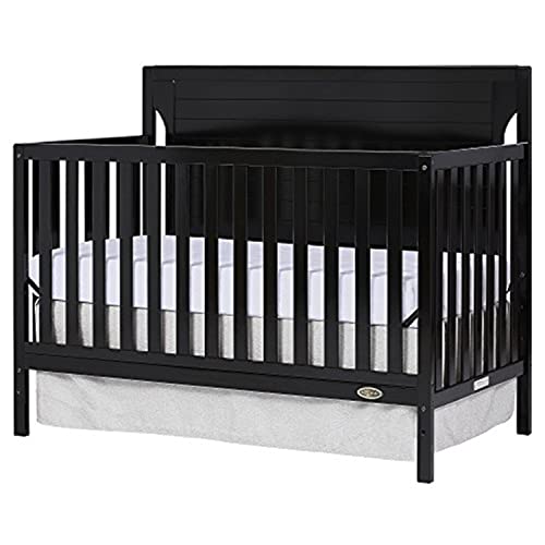 Image of Dream On Me Cape Cod 5-In-1 Convertible Crib In Black, Greenguard Gold And JPMA Certified, Built Of Sustainable New Zealand Pinewood, 3 Mattress Height Positions