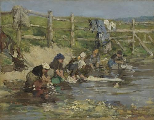 Affiche Eugène Louis Boudin Blanchisseuses impression sur toile déco bureau 60x90cm