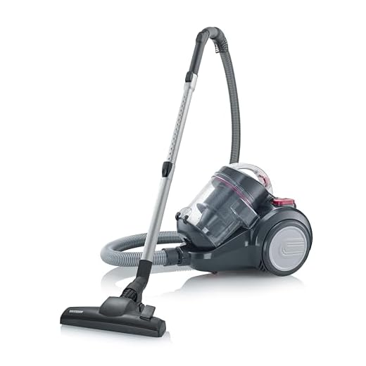 SEVERIN Aspirapolvere ciclonico senza sacco, potenza di aspirazione costante, potenza 800 watt e raggio d'azione di 9 m, 2,1 L, nero-rosso, CY 7089
