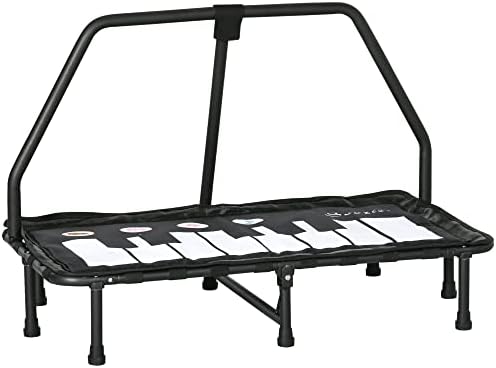 Soozier Kids Trampoline Indoor with Music Function Steel Frame Bouncer Rebounder for 3-8 Years Old, 40.5″ x 22.5″ x 27.5″, Black