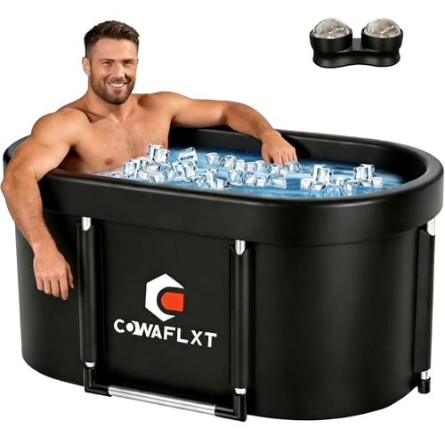 133 Gal XL Oval Ice Bath Tub for Adults, Portable Foldable Cold Plunge Tub with Cover & Ice Massage...