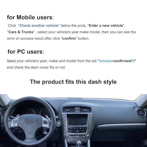 Dash Cover Mat Custom Fit for Lexus IS250 IS350 2006-2013, Dashboard Cover Pad Carpet Protector F87