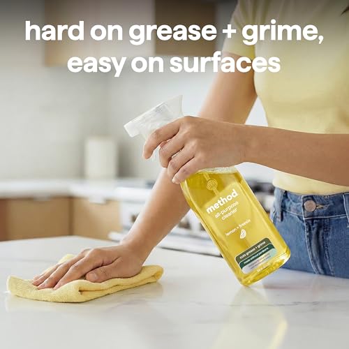 Image of Method All-Purpose Cleaner Spray, Lemon + Freesia - Cuts Grease & Grime on Counters, Glass, Sealed Wood & Floors, for Kitchen & Bathroom, 28 fl oz, 4 pack