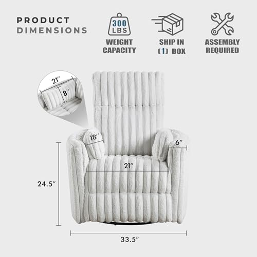 Lexicon-Modern-Swivel-Glider-Recliner-Chair-Nursery-Glider-Corduroy-Fabric-Upholstery-Recliner-with-High-Back-Manual-Recliner-Sofa-Chair-for-Living-RoomOfficeApartment-Gray Lexicon Modern Swivel Glider Recliner Chair Nursery Glider Corduroy Fabric Upholstery Recliner with High Back Manual Recliner Sofa Chair for Living RoomOfficeApartment Gray