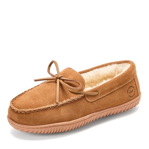 Dearfoams Womens Harriet Genuine Suede Moc Chestnut 9