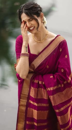 Image of C J Enterprise Women's Pure Kanjivaram Soft Silk Saree Banarasi Style Ladies Sadi With Blouse Piece for Wedding (Eagle-3-51)