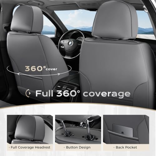 Image of Coverado Car Seat Covers Front, Seat Covers for Cars, Waterproof 2-Pack Car Seat Cushions, Leather Carseat Seat Protectors, Universal Seat Covers Fit for Most Sedans SUV Pick-up Trucks(Gray&Black)
