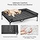Veehoo Outdoor Hundeliege erhöht, Hundebett Erhöht mit abnehmbarem Bloster Kühlendes Erhöhtes Hundebett mit Atmungsaktivem Teslin-Netz für Haus und Garten, Schwarz 125 x 83 x 22.5cm