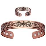 Anillo magnético de cobre, juego de joyas de moda con patrón de flores, accesorio de cobre de 2.17 x 0.51 pulgadas con sujeción magnética, elegante pieza de joyería de uso diario, estilo de diseño