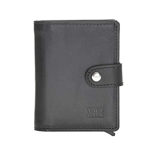 Bouletta Mens Minimalist Pop up Wallet RFID Blocking Slim Credit Card Holder Automatic Wallets for Men Leather Case (Palermo Black)