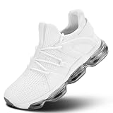 Socviis Mens Running Shoes Casual Breathable Tennis Fashion Air Cushion Walking Sneakers Non Slip Workout Sport Gym Comfortable White
