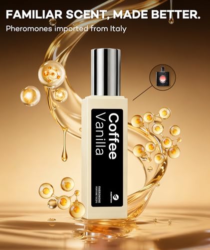 Image of purefittech Pheromones Perfume Oil for Women, Long Lasting Coffee Vanilla Roll-on Fragrance, Pure Extrait de Parfum, 0.34 fl oz (10ml) Travel Size, Made in USA,Eau de Parfum