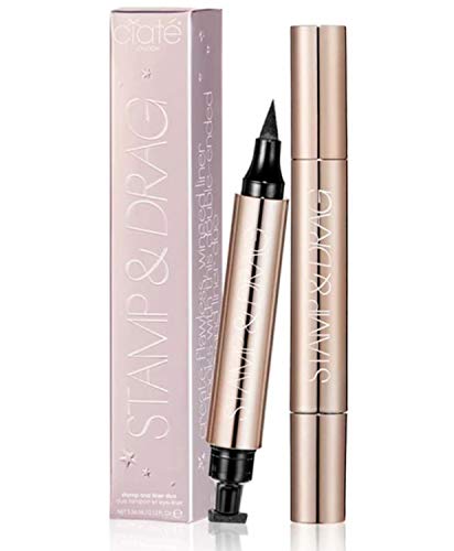 Ciaté London Stamp And Drag Liner Duo! Stamp And Eyeliner Double-Ended Pen! Wing Stamp Eyeliner With Precisely Pointed Tip! Perfect For Your Winged Eyeliner Look! Vegan, Gluten Free & Cruelty Free!