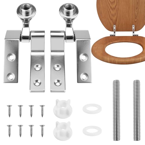 DALQUIS 1 Set Universal Toilet Seat Hinges, Chrome-Plated Metal Hinges, Toilet Seat Replacement Parts with Bolts Screws and Nuts for Bathrooms, Hotels, Public Places