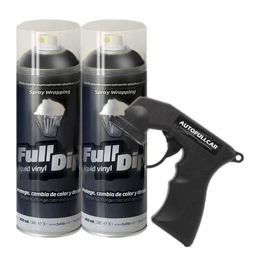 Full Dip Packung mit 2 Sprays Vinyl-Flüssigkeiten Sprühfarben, Geschenk, Spray-Adapter (Gun Metall)